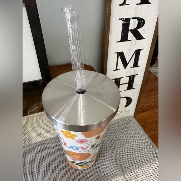 New! Love Tumbler Cup w/straw - Picture 2 of 2